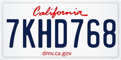 CA license plate 7KHD768