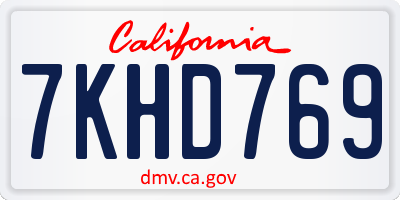 CA license plate 7KHD769