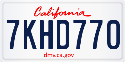 CA license plate 7KHD770