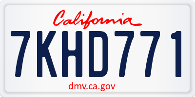 CA license plate 7KHD771