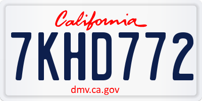 CA license plate 7KHD772