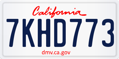 CA license plate 7KHD773