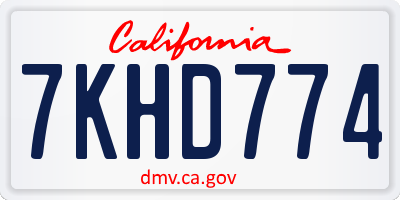 CA license plate 7KHD774