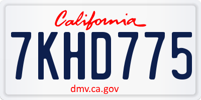 CA license plate 7KHD775