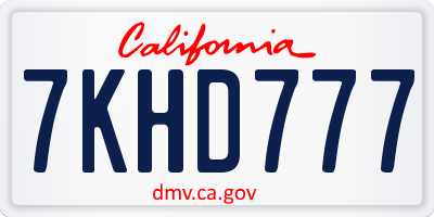 CA license plate 7KHD777