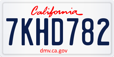 CA license plate 7KHD782