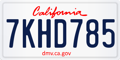 CA license plate 7KHD785