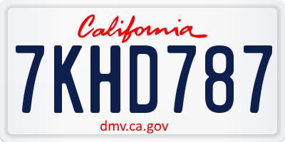 CA license plate 7KHD787