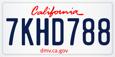 CA license plate 7KHD788