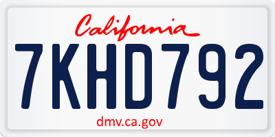 CA license plate 7KHD792
