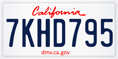 CA license plate 7KHD795