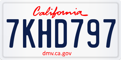 CA license plate 7KHD797