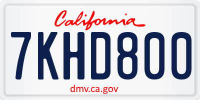 CA license plate 7KHD800