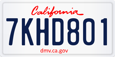 CA license plate 7KHD801