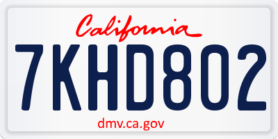 CA license plate 7KHD802