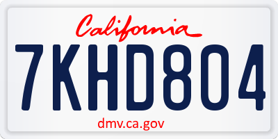 CA license plate 7KHD804