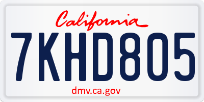 CA license plate 7KHD805