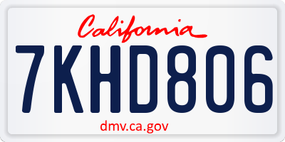 CA license plate 7KHD806