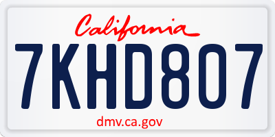 CA license plate 7KHD807
