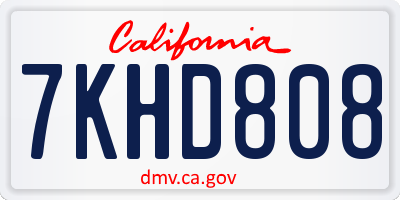 CA license plate 7KHD808
