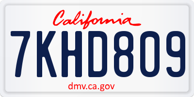 CA license plate 7KHD809
