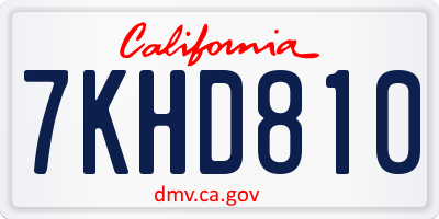 CA license plate 7KHD810