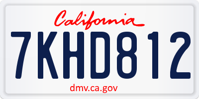 CA license plate 7KHD812