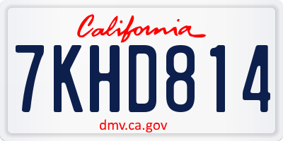 CA license plate 7KHD814
