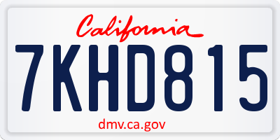 CA license plate 7KHD815