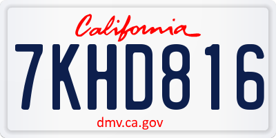 CA license plate 7KHD816