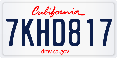 CA license plate 7KHD817