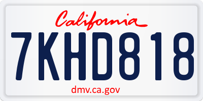 CA license plate 7KHD818