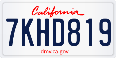 CA license plate 7KHD819
