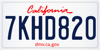 CA license plate 7KHD820