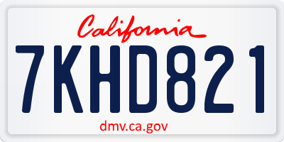 CA license plate 7KHD821