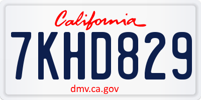 CA license plate 7KHD829