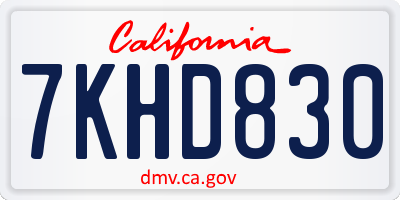 CA license plate 7KHD830