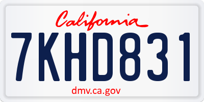 CA license plate 7KHD831