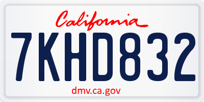 CA license plate 7KHD832