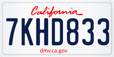 CA license plate 7KHD833