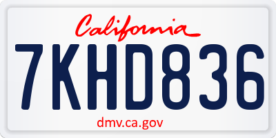 CA license plate 7KHD836