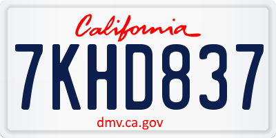 CA license plate 7KHD837