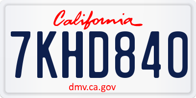 CA license plate 7KHD840