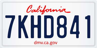 CA license plate 7KHD841