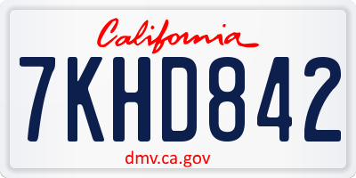 CA license plate 7KHD842