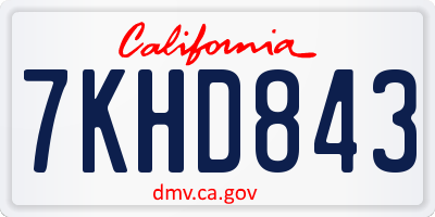 CA license plate 7KHD843