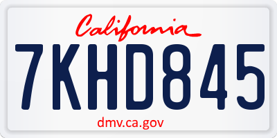 CA license plate 7KHD845