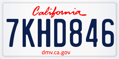 CA license plate 7KHD846