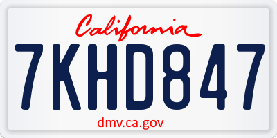 CA license plate 7KHD847