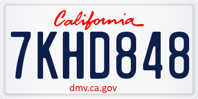 CA license plate 7KHD848
